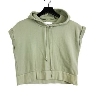 Jonathan Simkhai Standard Organic Cotton Cropped Hoodie Cap Sleeve Green - S